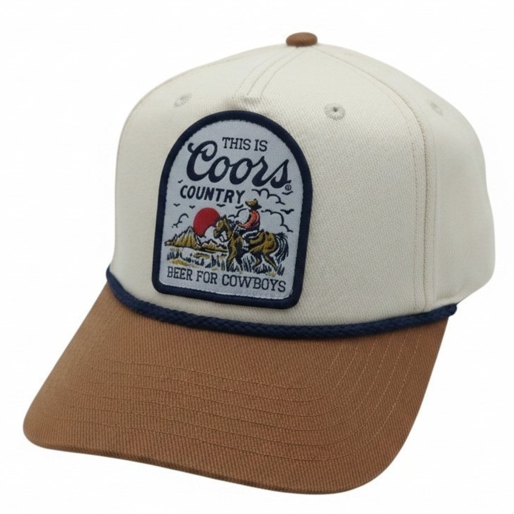 Coors Banquet Beer for Cowboys Trucker Hat Snapback Cream Brown Mad Engine NEW